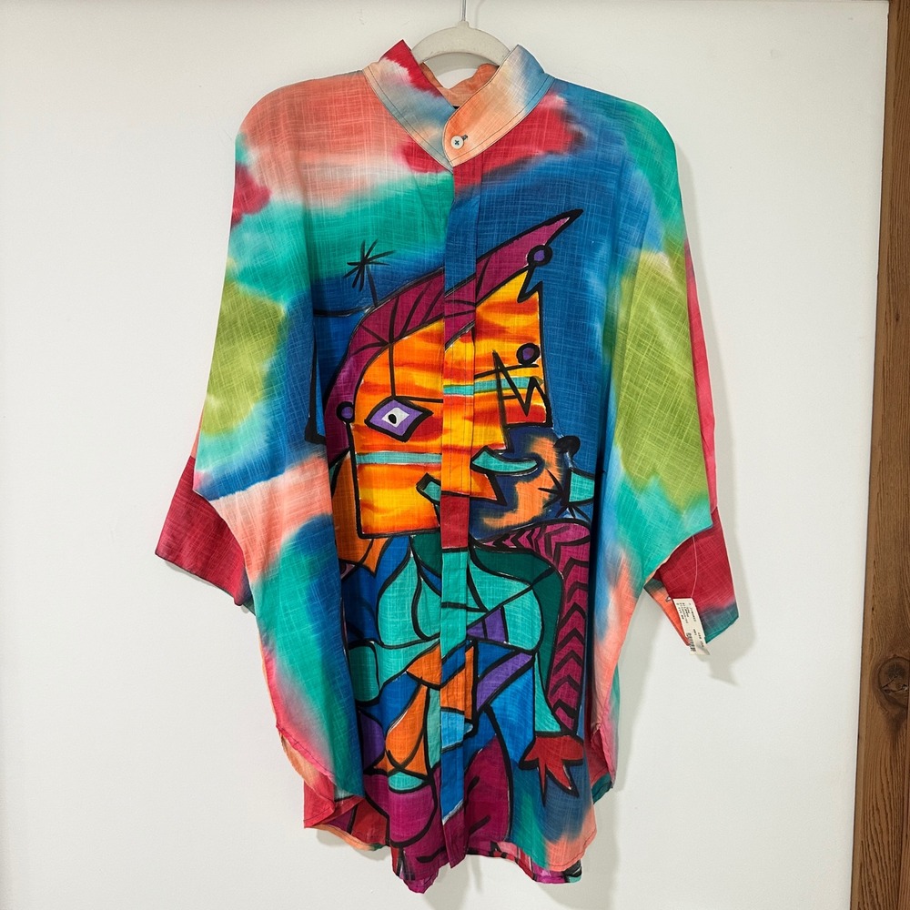 Dilemma New York Picasso Hand Painted Wearable Art Shirt Organic Cotton OS